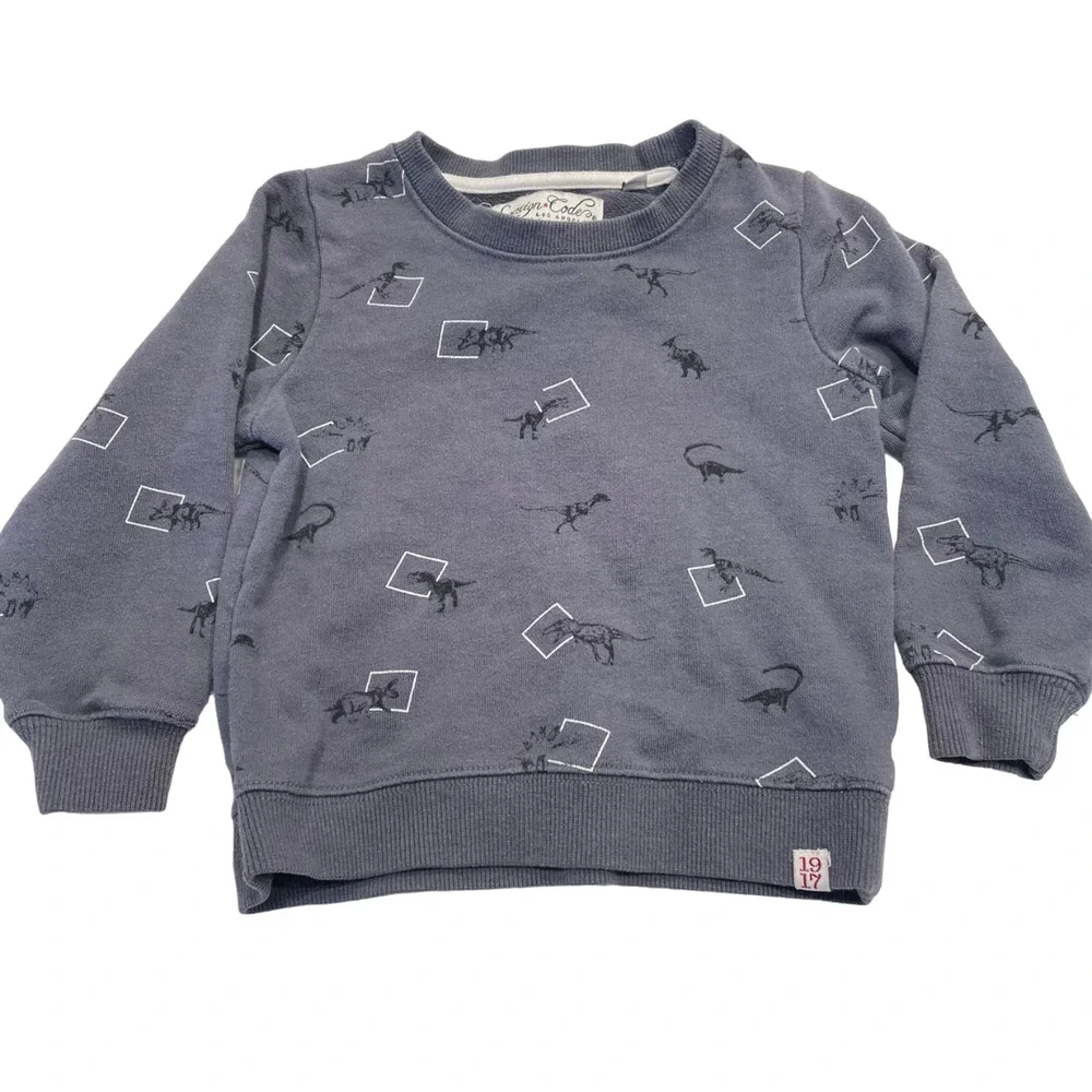 Sovereign Code Baby Boy Dinosaur Print Sweatshirt 24 Months Infant Gray Pullover